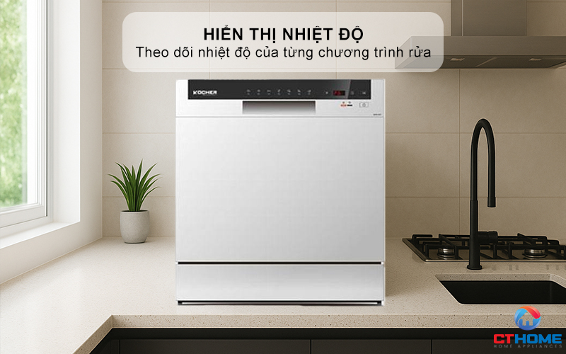 Chức năng hiển thị nhiệt độ từng chương trình rửa
