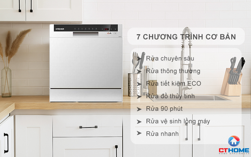 Tùy chọn đa dạng 7 chương trình rửa cơ bản phục vụ nhu cầu sử dụng