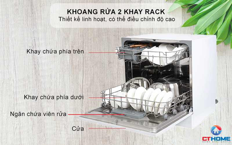 Khoang rửa 2 khay Rack