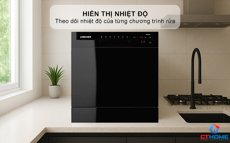 Chức năng hiển thị nhiệt độ từng chương trình rửa