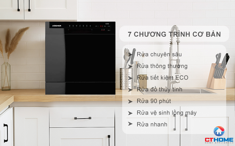 Tùy chọn đa dạng 7 chương trình rửa cơ bản phục vụ nhu cầu sử dụng