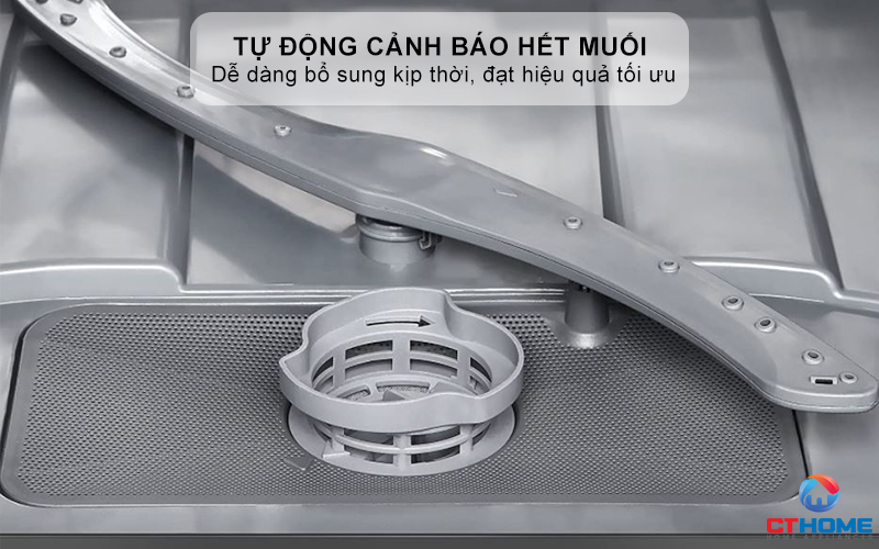 Tự động cảnh báo hết muối và chất trợ xả
