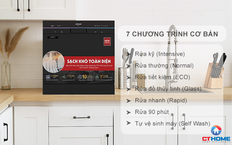 Tùy chọn đa dạng 7 chương trình rửa cơ bản phục vụ nhu cầu sử dụng