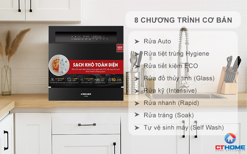 Tùy chọn đa dạng 8 chương trình rửa cơ bản phục vụ nhu cầu sử dụng