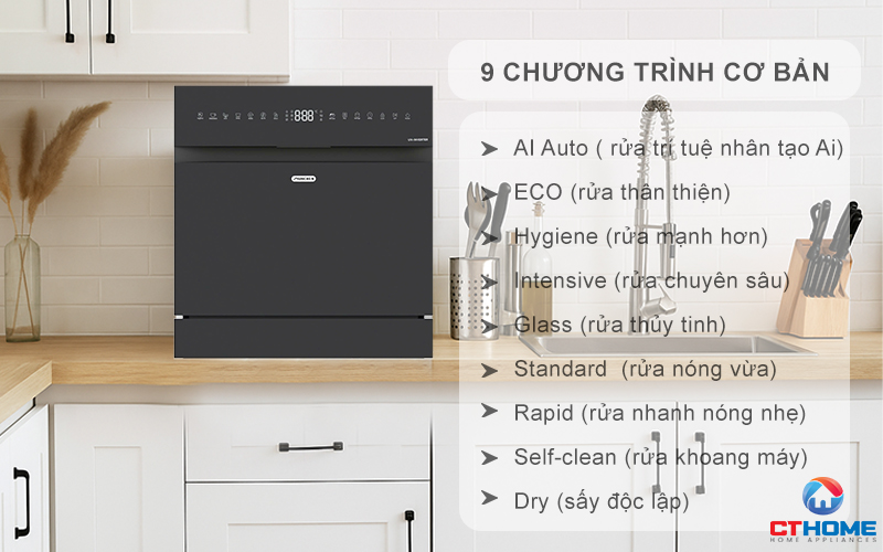 Tùy chọn đa dạng 9 chương trình rửa cơ bản phục vụ nhu cầu sử dụng