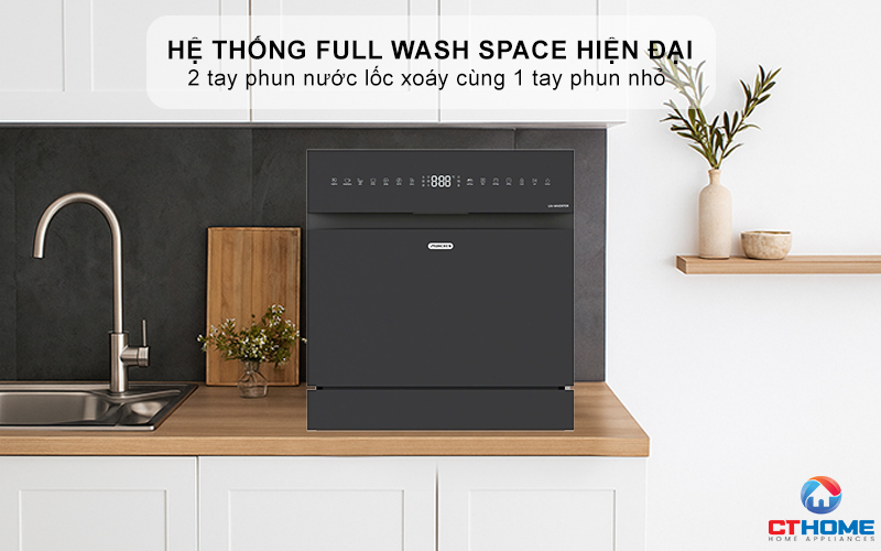 2 tay phun nước lốc xoáy cùng 1 tay phun nhỏ trên cùng