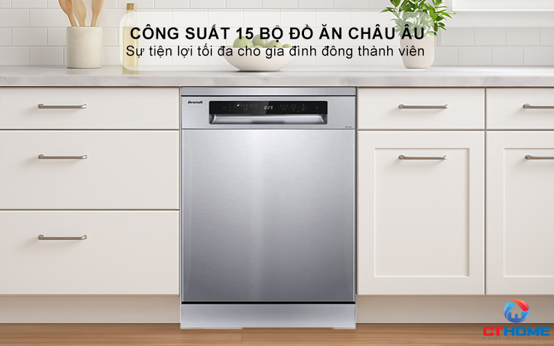 Dung tích chứa lớn, công suất rửa 15 bộ đồ ăn Châu Âu