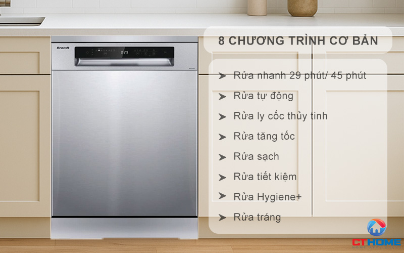 Tùy chọn đa dạng 8 chương trình rửa cơ bản phục vụ nhu cầu sử dụng