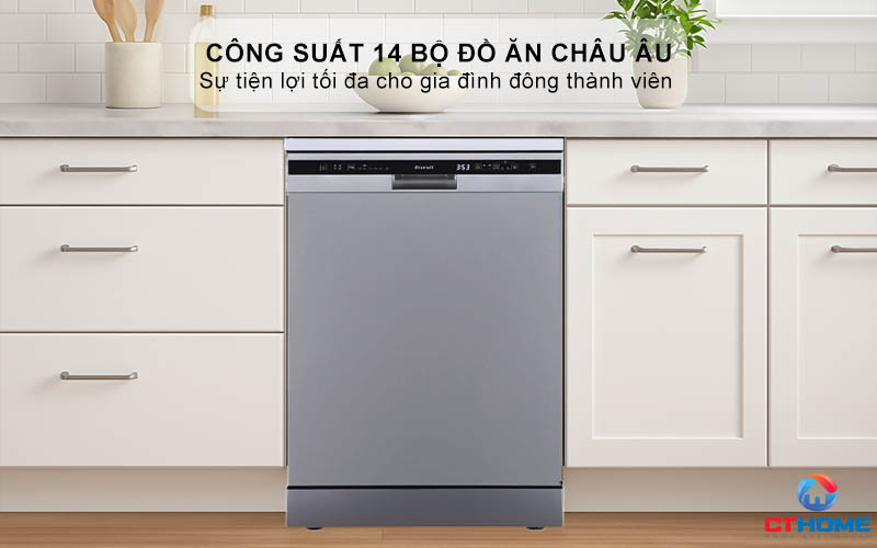 Dung tích chứa lớn, công suất rửa 14 bộ đồ ăn Châu Âu