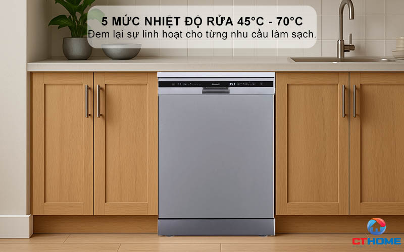 5 mức nhiệt độ rửa 45°C - 70°C