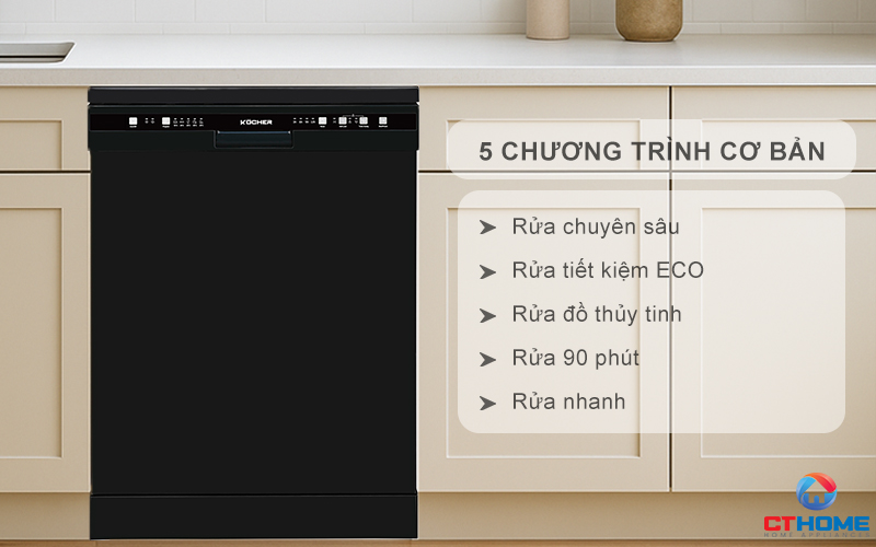 Tùy chọn đa dạng 5 chương trình rửa cơ bản phục vụ nhu cầu sử dụng