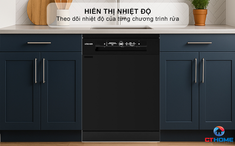 Chức năng hiển thị nhiệt độ từng chương trình rửa