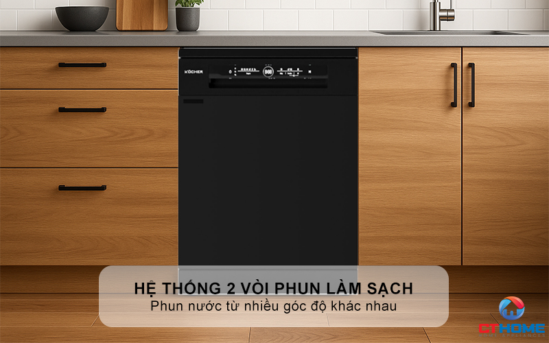 Hệ thống 2 vòi phun làm sạch hiệu quả 100%