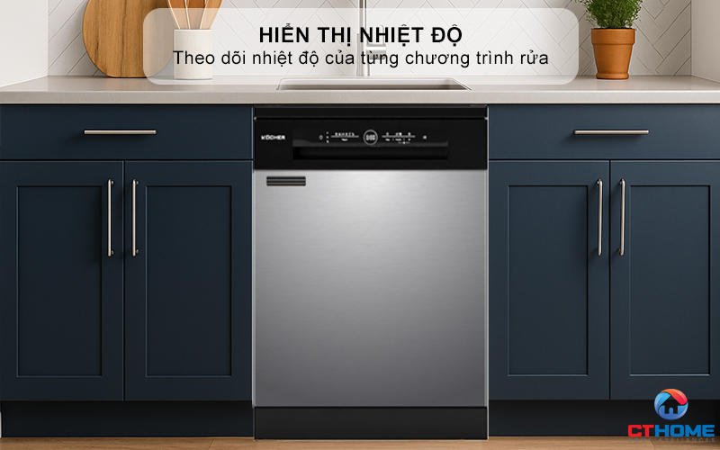 Chức năng hiển thị nhiệt độ từng chương trình rửa