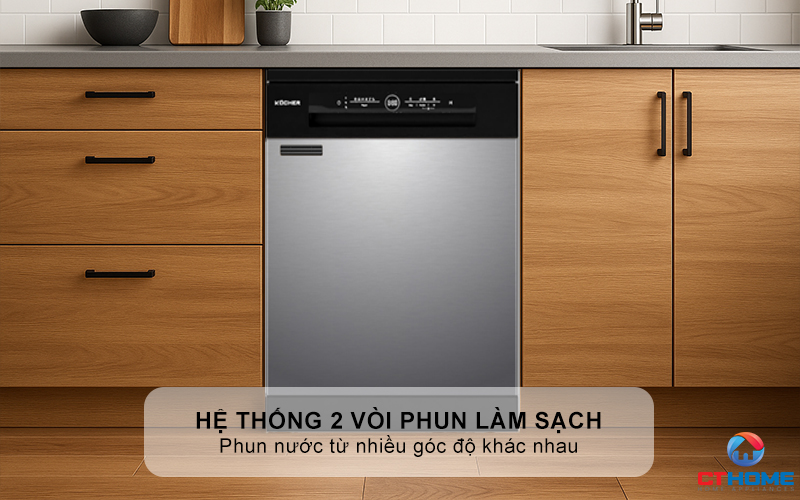 Hệ thống 2 vòi phun làm sạch hiệu quả 100%