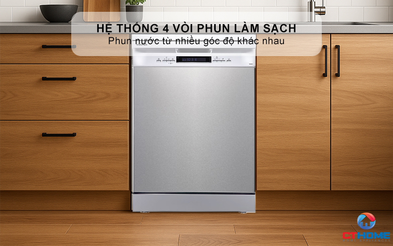 Hệ thống 4 vòi phun làm sạch hiệu quả 100%
