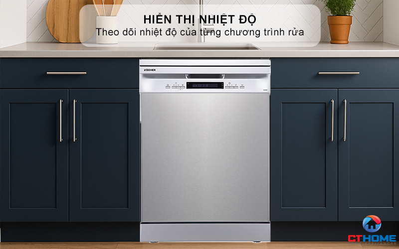 Chức năng hiển thị nhiệt độ từng chương trình rửa