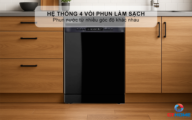 Hệ thống 4 vòi phun làm sạch hiệu quả 100%