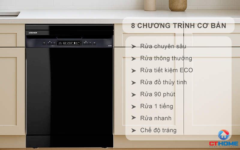 Tùy chọn đa dạng 8 chương trình rửa cơ bản phục vụ nhu cầu sử dụng