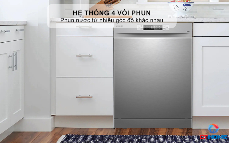 Hệ thống 4 vòi phun làm sạch hiệu quả 100%