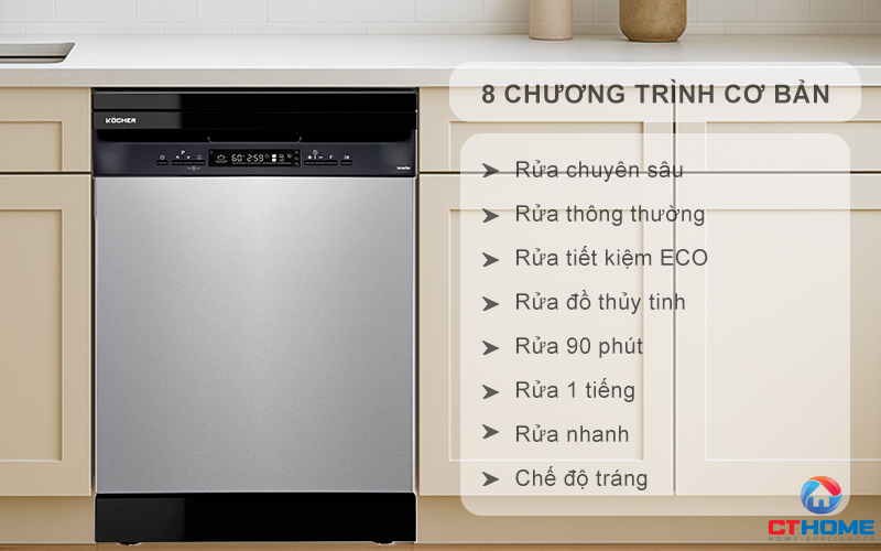 Tùy chọn đa dạng 8 chương trình rửa cơ bản phục vụ nhu cầu sử dụng