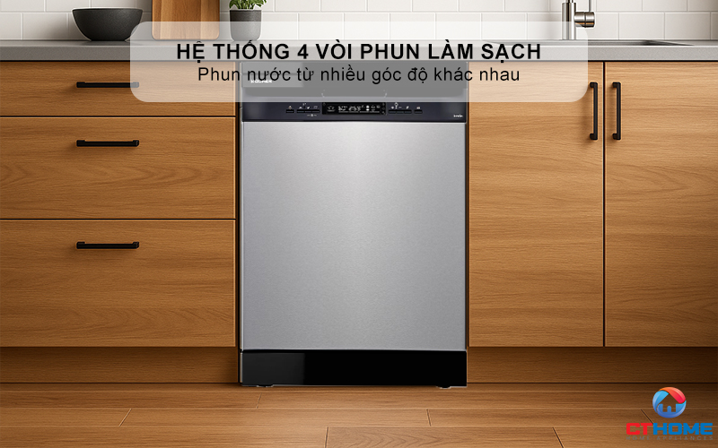 Hệ thống 4 vòi phun làm sạch hiệu quả 100%
