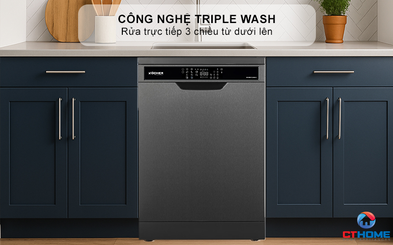 Công nghệ Triple Wash rửa trực tiếp 3 chiều từ dưới lên
