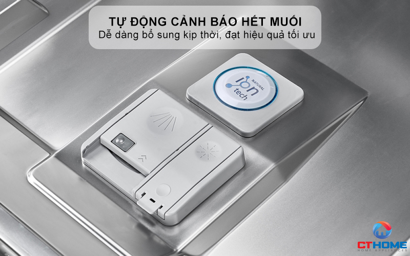 Tự động cảnh báo hết muối và chất trợ xả