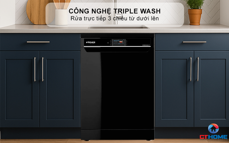 Công nghệ Triple Wash rửa trực tiếp 3 chiều từ dưới lên