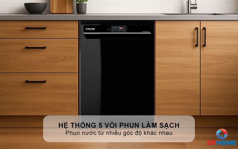 Hệ thống 5 vòi phun làm sạch hiệu quả 100%
