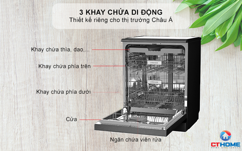 3 khay rửa - thiết kế riêng cho thị trường Châu Á