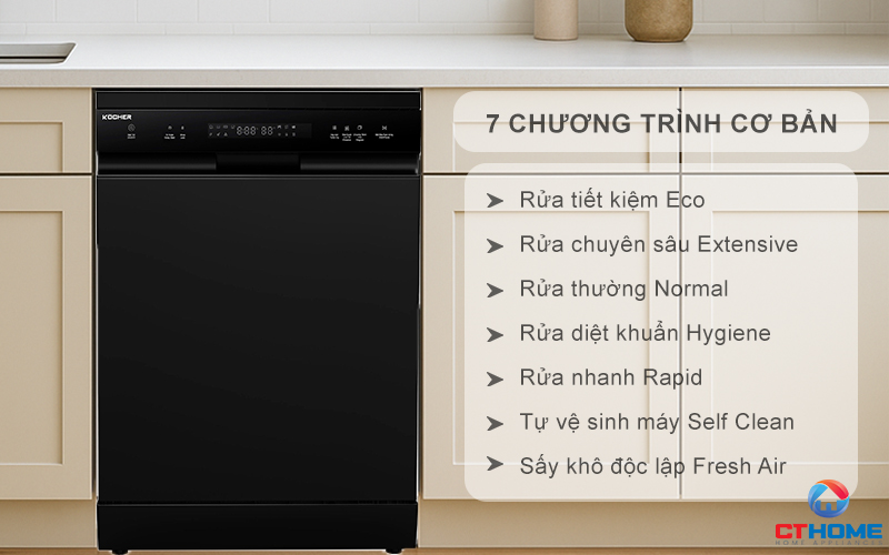 Tùy chọn đa dạng 7 chương trình rửa cơ bản phục vụ nhu cầu sử dụng