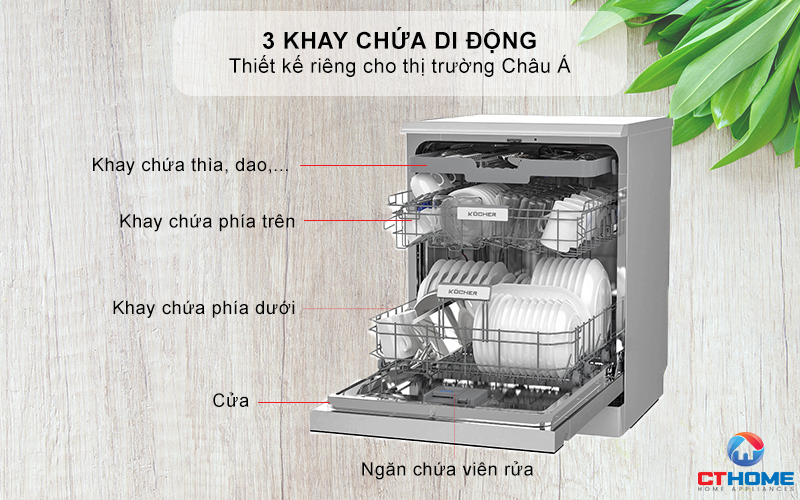3 khay rửa - thiết kế riêng cho thị trường Châu Á