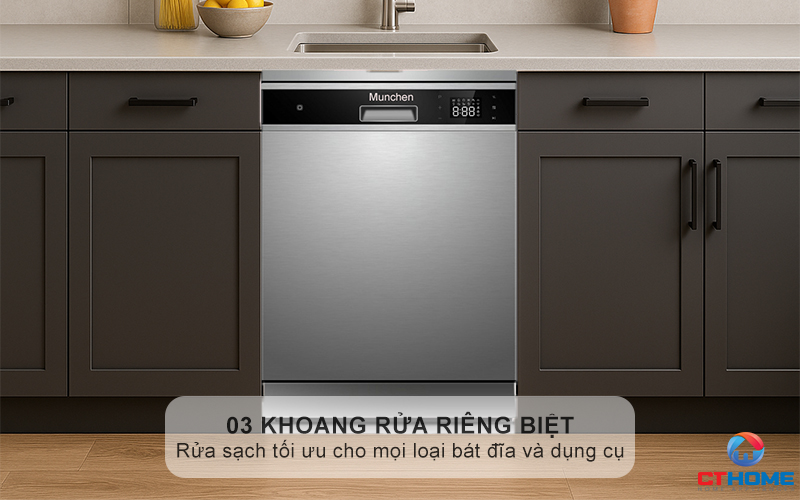 Hiệu quả rửa sạch vượt trội với 03 khoang độc lập