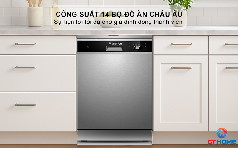 Dung tích chứa lớn, công suất rửa 14 bộ bát