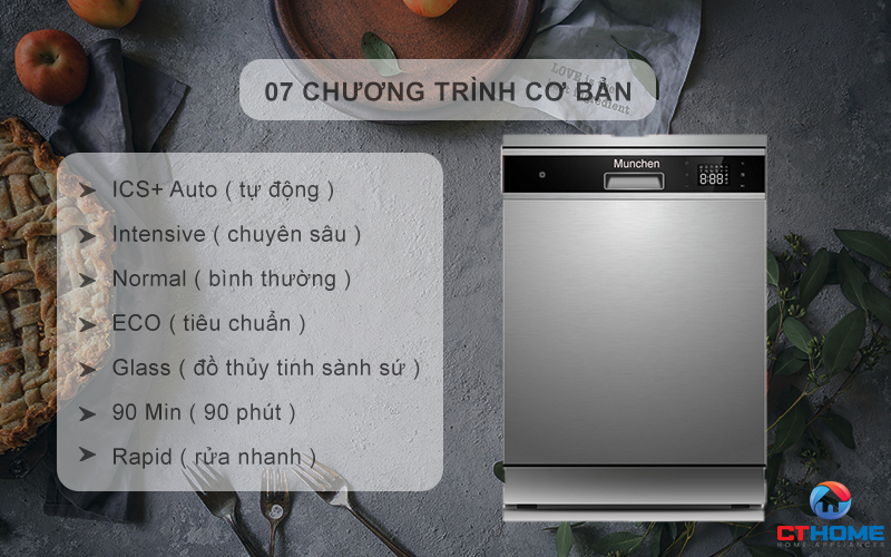 Tùy chọn đa dạng 07 chương trình rửa cơ bản phục vụ nhu cầu sử dụng