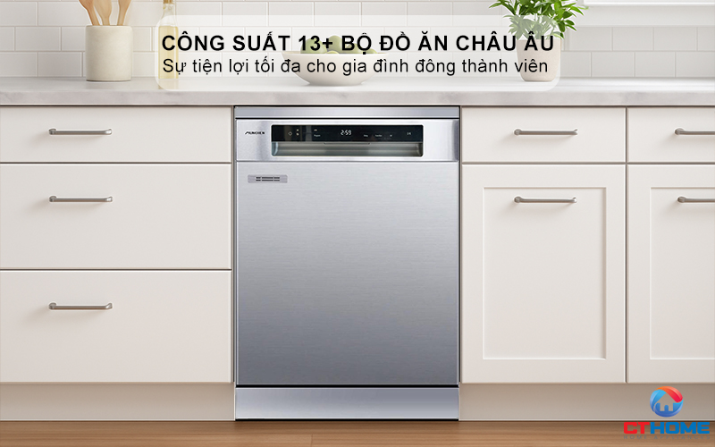 Dung tích chứa lớn, công suất rửa 13+ bộ bát