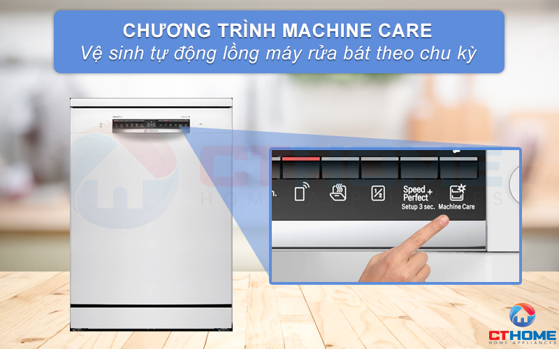 Kích hoạt tính năng Machine Care để vệ sinh khoang máy khi cần thiết