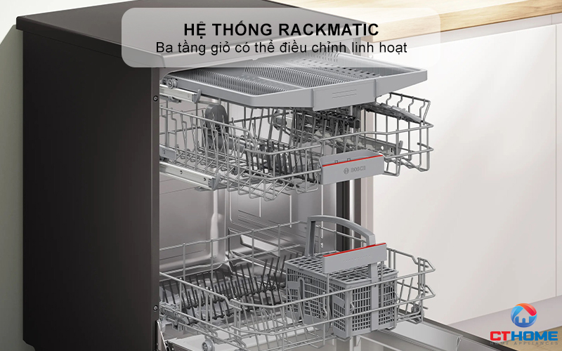 Hệ thống RackMatic với ba tầng giỏ