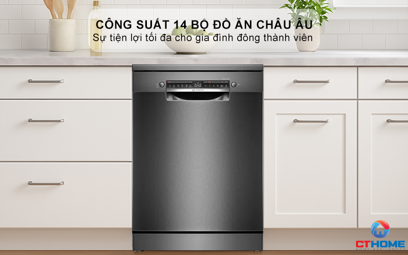 Dung tích chứa lớn, công suất rửa 14 bộ đồ ăn Châu Âu