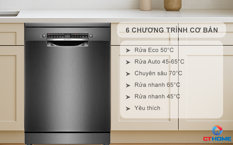 Tùy chọn đa dạng 6 chương trình rửa cơ bản phục vụ nhu cầu sử dụng