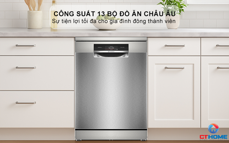 Dung tích chứa lớn, công suất rửa 13 bộ đồ ăn Châu Âu