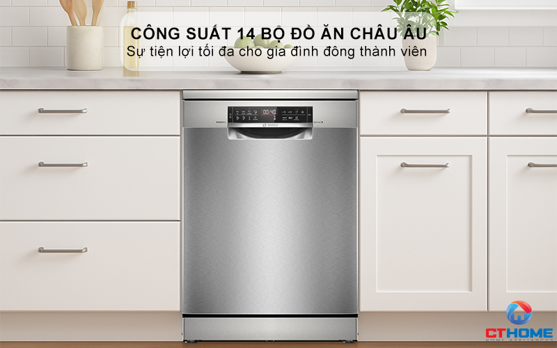 Dung tích chứa lớn, công suất rửa 14 bộ đồ ăn Châu Âu