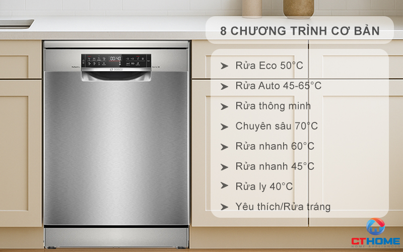 Tùy chọn đa dạng 8 chương trình rửa cơ bản phục vụ nhu cầu sử dụng