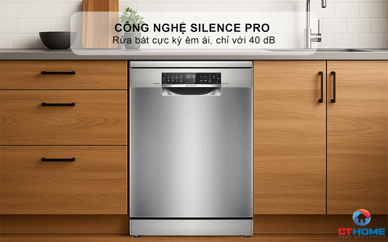 Rửa bát cực kỳ êm ái với công nghệ Silence Pro