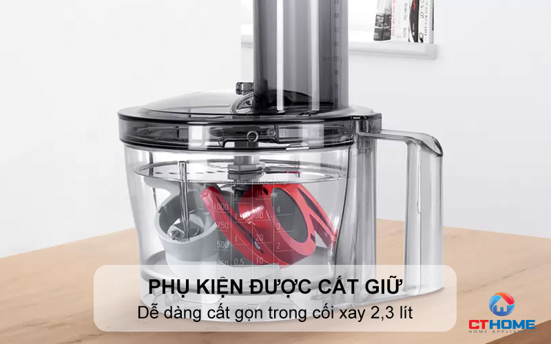 Phụ kiện có thể được cất giữ trong bát trộn