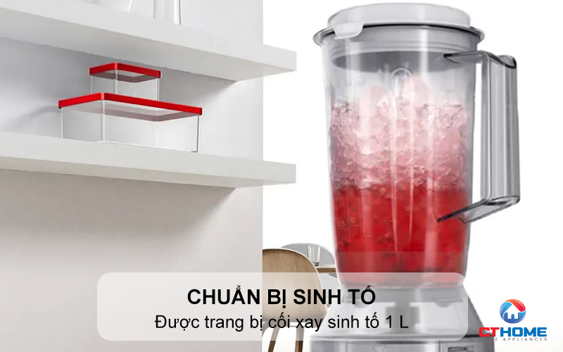 Chuẩn bị sinh tố bằng cối xay sinh tố đi kèm