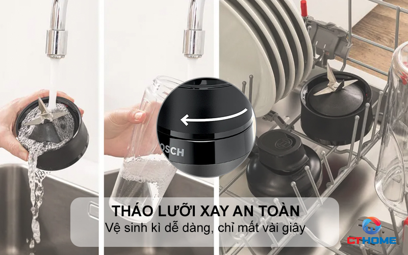 Tháo lưỡi xay an toàn chỉ bằng một lần vặn