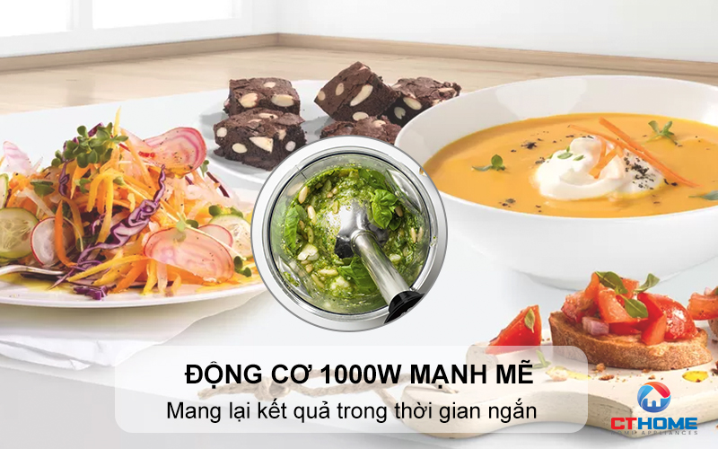 Động cơ 1000W mạnh mẽ mang lại kết quả trong thời gian ngắn