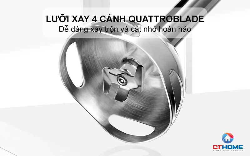 Lưỡi xay 4 cánh QuattroBlade dễ dàng xay trộn và cắt nhỏ hoàn hảo